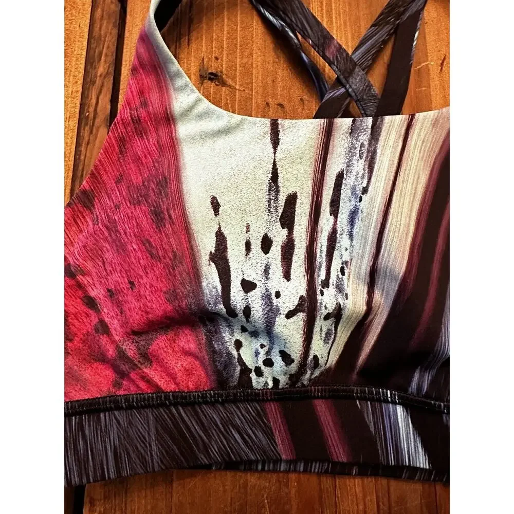 Lululemon Energy Bra Nulux Electrobeam Sports Top Cross Back Pullover Size 4